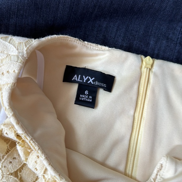 🍀2/10.00, Alyx dress yellow lace jewelry closure top denim zip down back ,excell - Picture 10 of 10